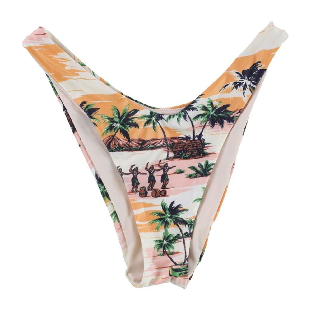 American Eagle Womens Aloha Cheeky Bikini Swim Bottom, Orange, L, DM